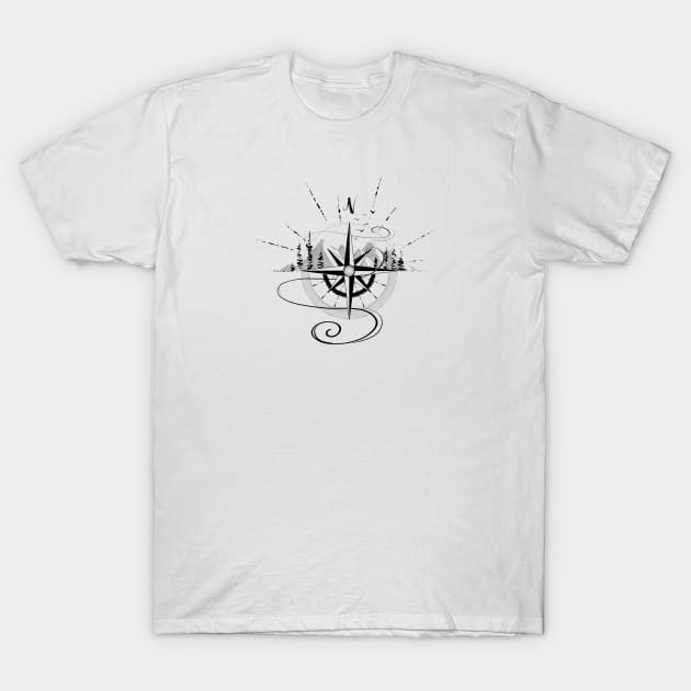 Compass Design T-Shirt by Jason's Doodles